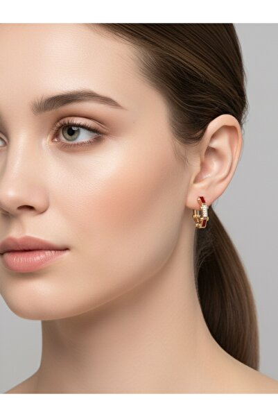 FASHİON JEWELRY Premium Zirkon Taşlı Çelik Küpe Serenay Model