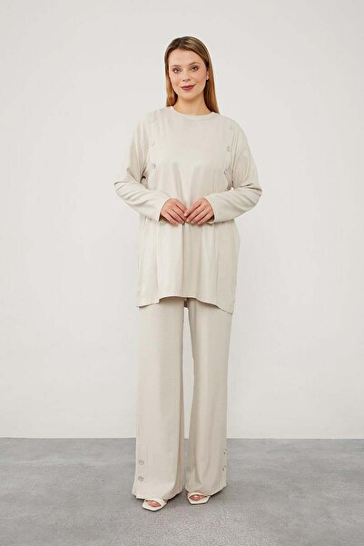 Levidor Σετ δύο τεμαχίων με λεπτομέρεια από πέτρινο κουμπί και λαιμόκοψη ποδηλάτου