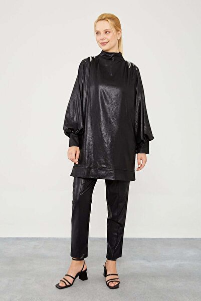 Levidor Black Stone Epaulette Detailed Trousers Set