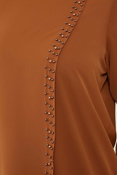 Levidor Pearl Embroidered Brown Chiffon Set - Set of Two