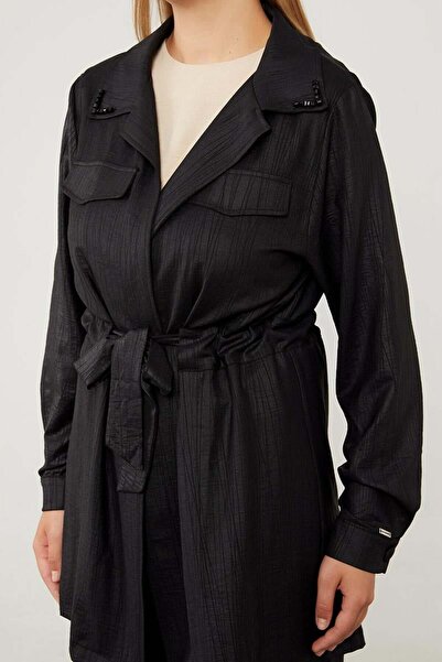 Levidor Black Jacket Suit with Stone Embroidery on the Collar