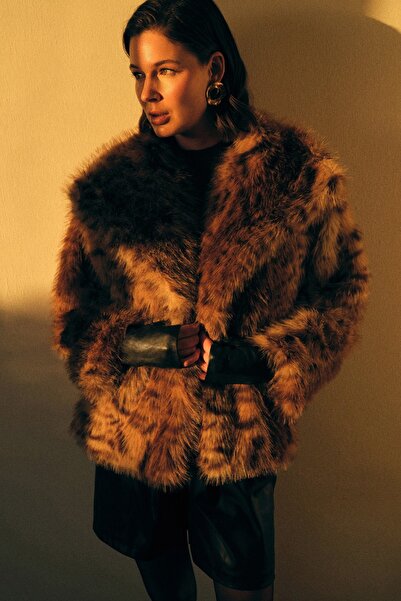 Sateen Хутряна накидка з леопардовим принтом - Леопард