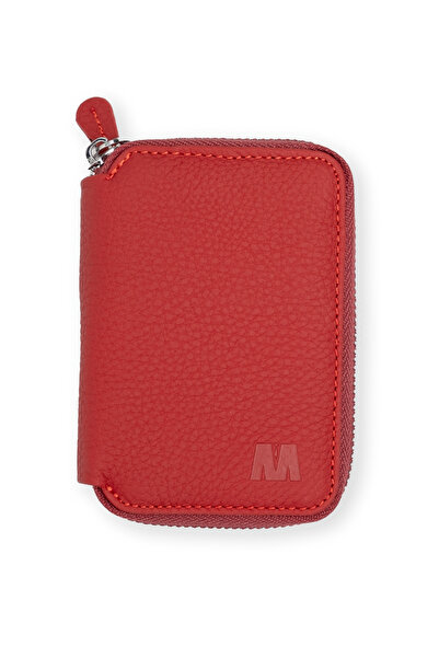 MFT Leather Design محفظة LOTUS للجنسين من الجلد الطبيعي - أحمر مطفي (1616)