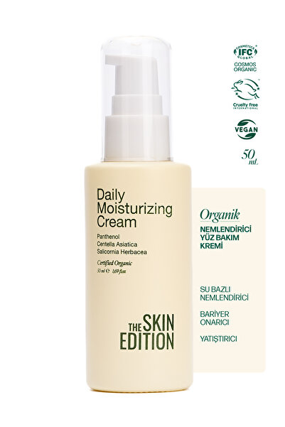 The Skin Edition Organik Sertifikalı Su Bazlı Nemlendirici, Onarıcı, Yatıştırıcı Yüz Bakım Kremi 50 ml