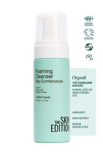 The Skin Edition Organik Sertifikalı Yüz Temizleme Köpüğü 150 ml | Karma, Yağlı, Akne Eğilimli Cilt