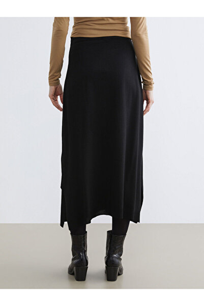 LC Waikiki Black Self-Patterned Knit Skirt with Elastic Waist