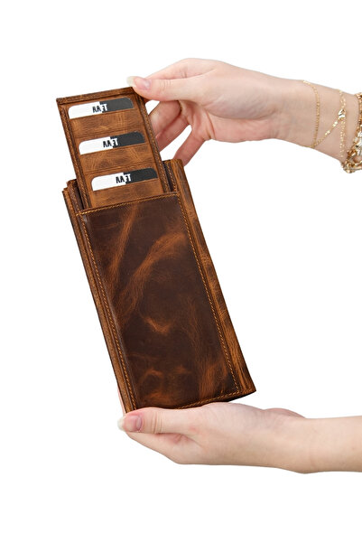 MFT Leather Design محفظة Lilyum 7286 من الجلد الطبيعي للجنسين مع حجرة للهاتف