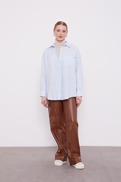 Levidor Baby Blue Textured Cotton Shirt