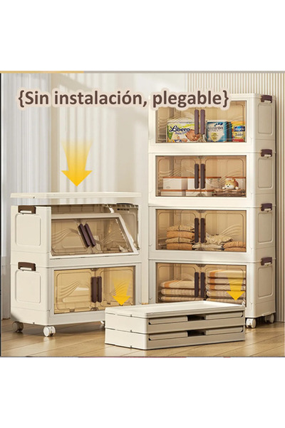 VALUE Plastic storage boxes with lids — four-tier collapsible stackable box with wheels