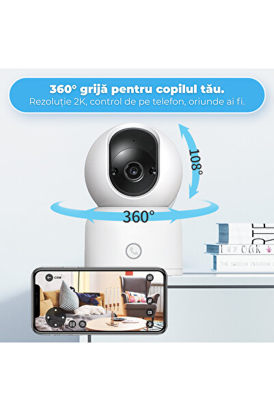 OEM Baby Monitor, WiFi Indoor ZOSI C518 2K Pan-Tilt, 360° Rotation, Night Vision