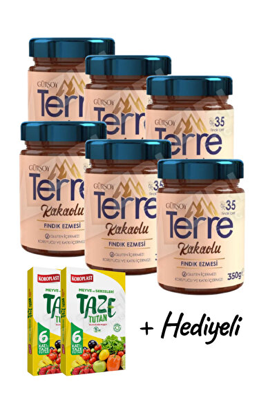 Gürsoy Terre Kakaolu Fındık Ezmesi %35 Fındıklı 350 GR X 6 Adet Cam Kavanoz