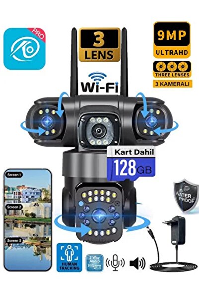 O-KAM 6030 128GB 9MP (3mp+3mp+3mp) 3 Kamera 3 Görüntü Gece Görüş Wifi Sesli Konuşma Türkçe