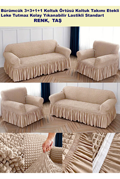 ARTUÇ Set de huse pentru canapea Bürümcük Husă pentru canapea cu fustă elasti...