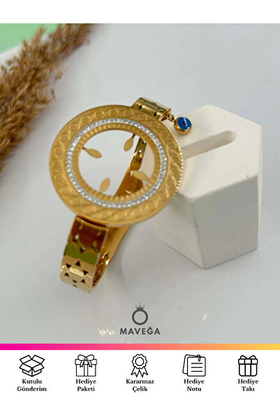MAVEGA Yüksek Kalite Paslanmaz Kararmaz Çelik Zirkon Taşlı Çeyrek Takılabilir...