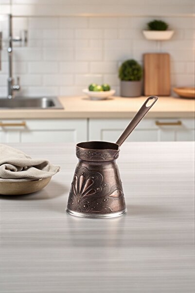 ArnaBella Cezpot Oyster Patterned Cast Iron Coffee Pot Large Size for 6 People - Compatible with Magnetic Stoves