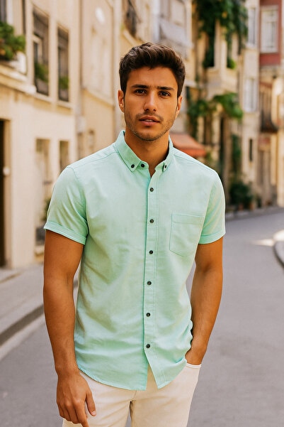 couis Cămașă din in, mâneci scurte, cu buzunare