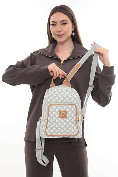 Piedra Rucsac multifuncțional din material din piele artificială cu model 3D de culoare alb maro