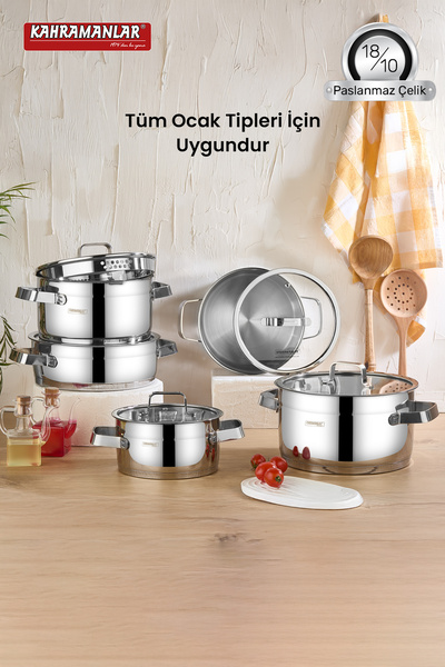 Kahramanlar Glazed 5-Piece Steel Pot Set