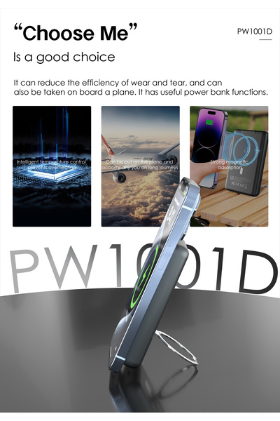 Lenyes PW1001D Wireless Powerbank PD 22.5W Gray