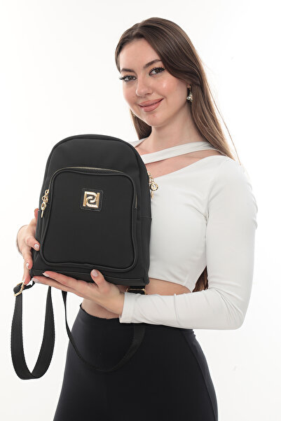 Piedra Black Color Fabric Material Backpack