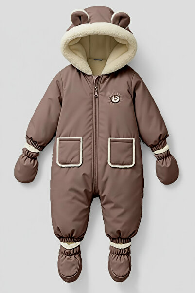 Genel Markalar Sevimli BEAR Soft Kumaş İçi Kürklü-Kapüşonlu-Cepli-Su İtici Be...