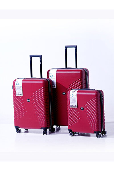 Unik مجموعة حقائب سفر من 3 قطع مصنوعة من مادة ABS الصلبة، وحقائب سفر بعجلات دوارة متينة