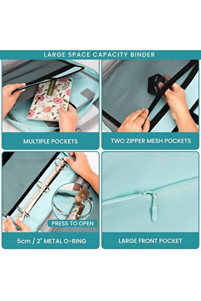 Belle Vous Multifunctional Shoulder Bag, biblioraft system, documents, laptop, 34 x 35 cm, nylon, Turquoise