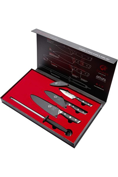 Orient Set of 3 knives, massaged for sharpening, made of German X50 Ultra + stainless steel, black