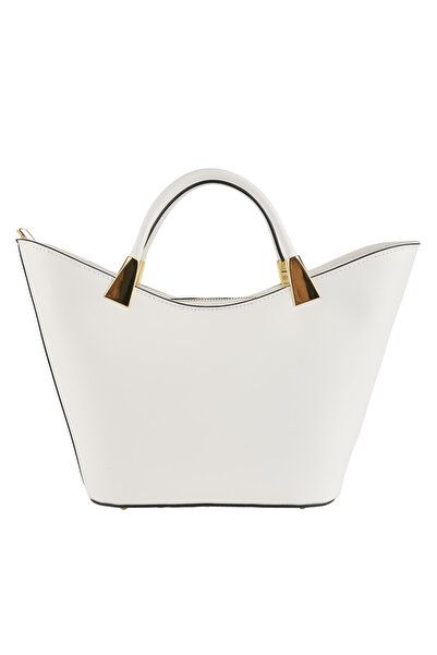 AZZURA Geantă Selena, 100% piele, albă, 8236