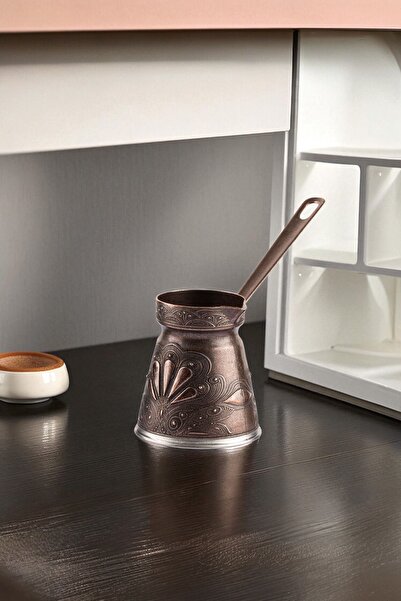 cezpot Oyster Patterned Cast Iron Coffee Pot Large Size for 6 People - Compatible with Induction Cookers 450 ml