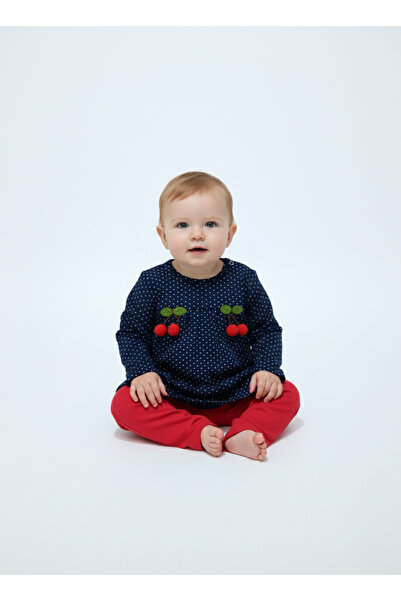 AyCaTa Kiraz Detaylı Pamuklu Kız Bebek Takım