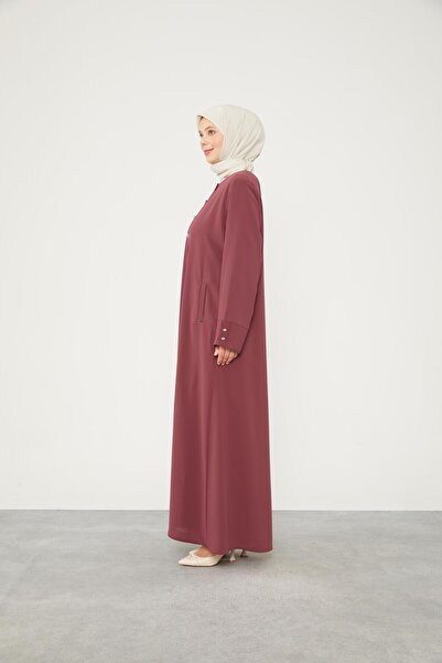 Levidor Rose Stone Buttoned Crew Neck Ferace