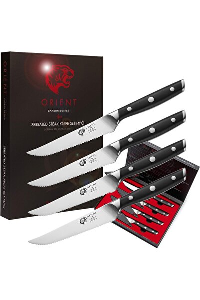 Orient Steak Knife Set, Origin Series, 4-Piece, German X50 Ultra + Stainless Steel, Black