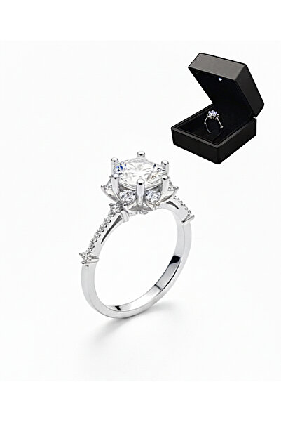 vüs jewel 925 Ayar Gümüş Karlar Kraliçesi Evlilik Teklifi Yüzüğü