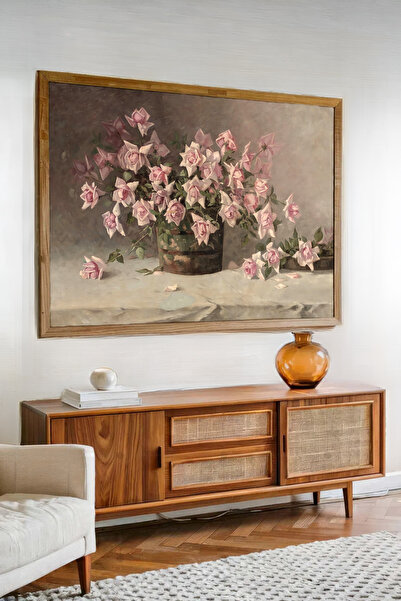 AKSU SANAT Pembe Güller Vintage Kanvas Poster - Çerçevesiz Kanvas Poster 1PSTR126