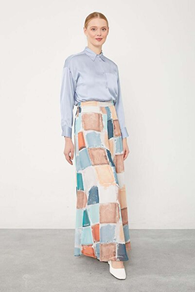Levidor Mint Green - Square Patterned Wide Leg Trousers