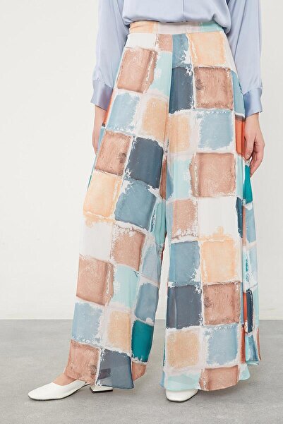 Levidor Mint Green - Square Patterned Wide Leg Trousers