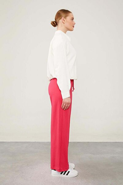 Levidor Fuchsia Ribbed Pants with Elastic Waist