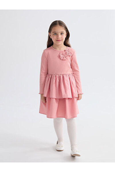 LC Waikiki Peak New Season Crew Neck Floral Girls' Dress