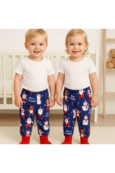 Melekpare Bebek Patikli Pantolon Kendinden Çoraplı Alt Pijama 2 Adet