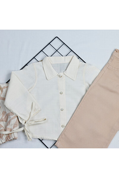 bebegci 3-Piece Girls' Set with Fur Detail Shirt, Jacket, and Jeans