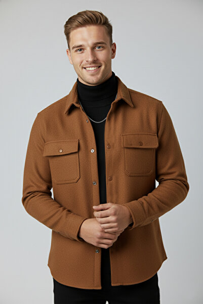 DeepSEA Ανδρικό καφέ καστανό μπουφάν – Μπουφάν με κουμπωτά και τσέπες με άνετη εφαρμογή 2500559