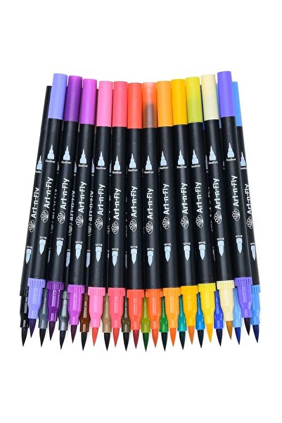 Art-n-Fly Set of 25 Markers, double-ended, Fine Tip and Brush, for calligraphy, drawing, Multicolor