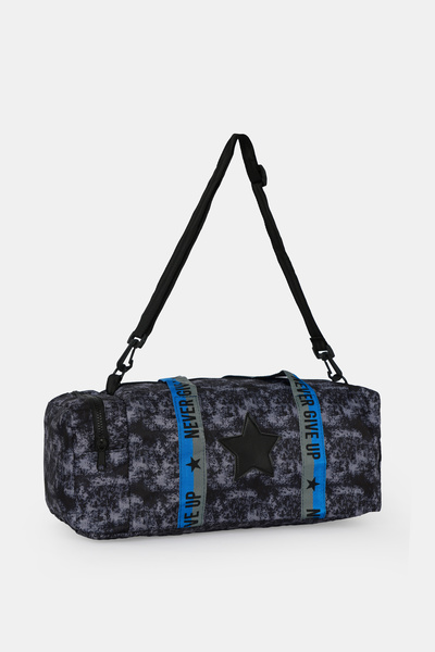 ICONE BAG Boy's Printed Sports Bag, Children's Sports Bag with Side Pockets and Zipper Details, Black