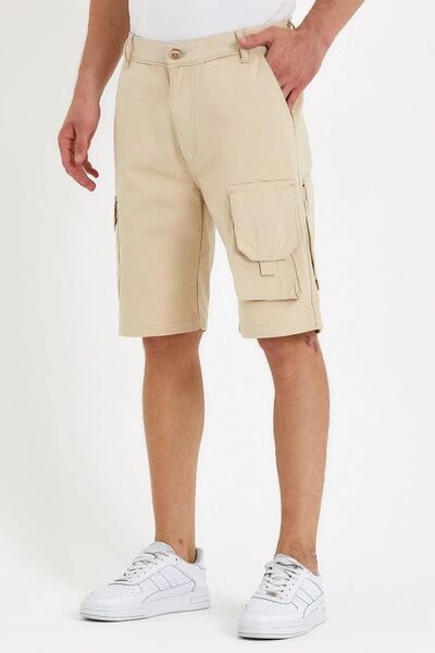 DAMGA JEANS Erkek Comfort Fit Kargo Şort Taş