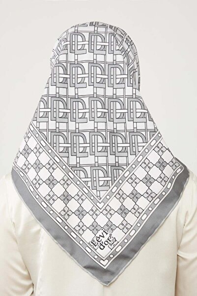 Levidor Γκρι κασκόλ LVD με τύπωμα Trend Twill