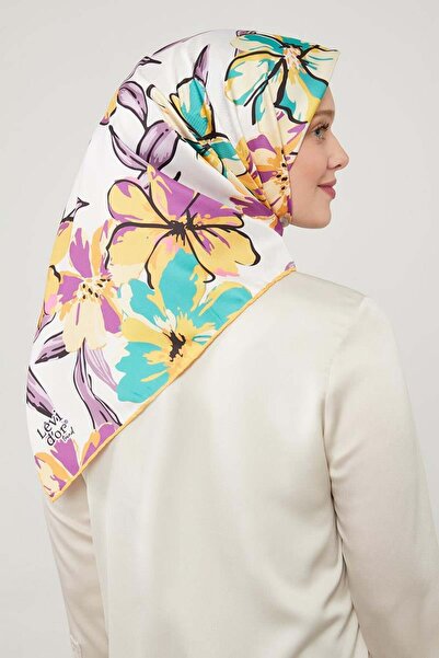Levidor Hardal Açelya Çicek Desenli Trend Twill Eşarp