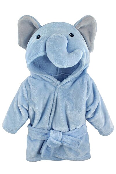 Moky Design Mavi Fil Desenli Bebek Bornozu, %100 Pamuk, Yenidoğan Erkek Baby ...