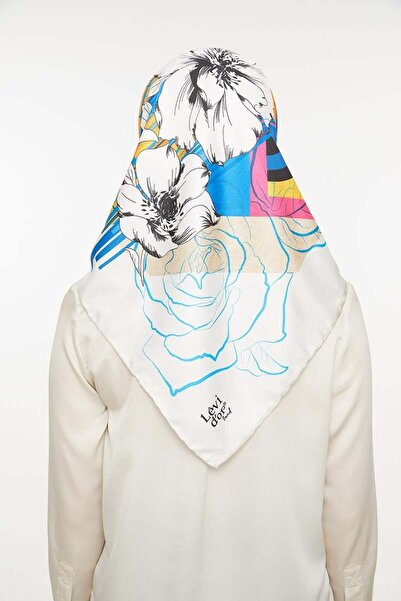 Levidor Μπεζ μεγάλο κασκόλ με κορδόνια με μοντέρνα σχέδια