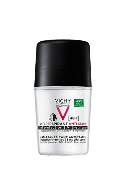 Vichy Deodorant roll-on pentru bărbați cu efect anti-urme, eficacitate 48h, Roll-On, 50 ml